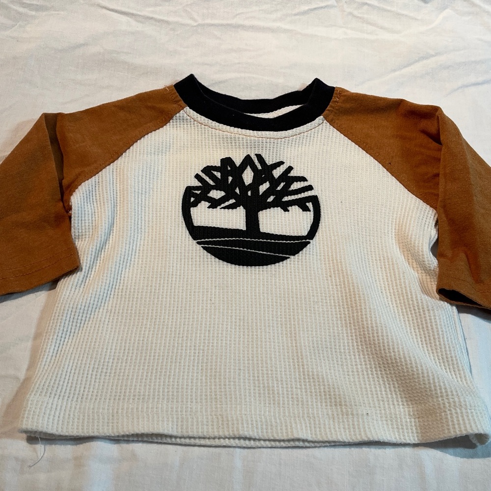 3-6M Timberland Black and White Waffle Top
